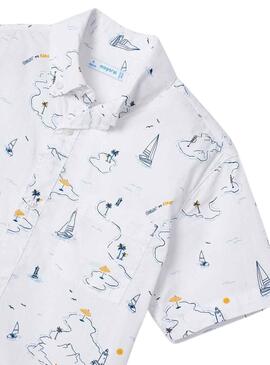 Camisa Mayoral Estampada Barcos Blanco para Niño