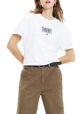 Camiseta Tommy Jeans Embroidery Blanco Mujer