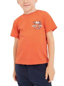 Camiseta Mayoral Skate Time Naranja para Niño