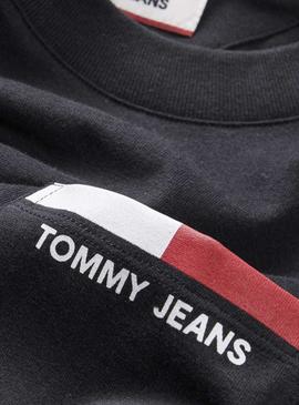 Camiseta Tommy Jeans Back Stripe Negro Hombre