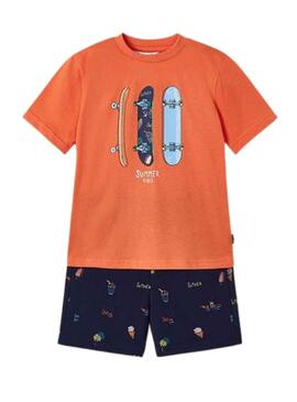 Conjunto Mayoral Bermuda Estampada Naranja Niño