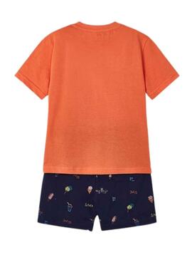 Conjunto Mayoral Bermuda Estampada Naranja Niño