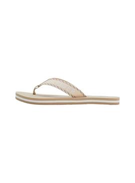 Chanclas Tommy Hilfiger Webbing Beige para Mujer