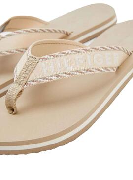 Chanclas Tommy Hilfiger Webbing Beige para Mujer