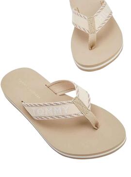 Chanclas Tommy Hilfiger Webbing Beige para Mujer