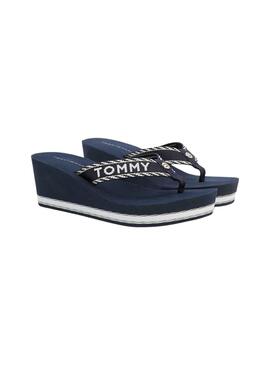 Chanclas Tommy Hilfiger H Wedge Marino para Mujer