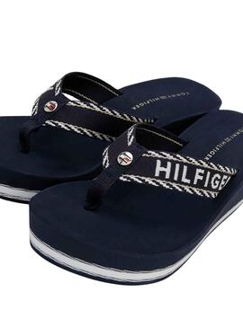 Chanclas Tommy Hilfiger H Wedge Marino para Mujer