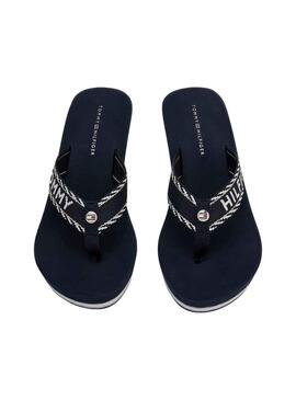 Chanclas Tommy Hilfiger H Wedge Marino para Mujer