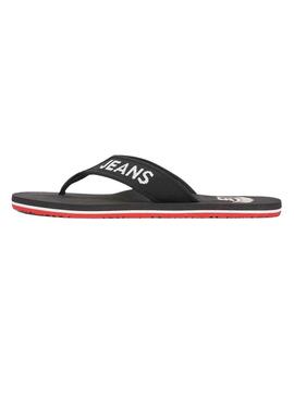 Chanclas Tommy Jeans Logo Tape Negro para Hombre