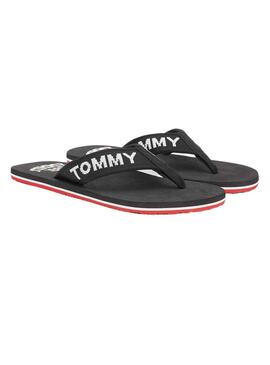 Chanclas Tommy Jeans Logo Tape Negro para Hombre