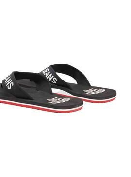 Chanclas Tommy Jeans Logo Tape Negro para Hombre