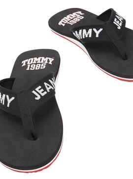 Chanclas Tommy Jeans Logo Tape Negro para Hombre