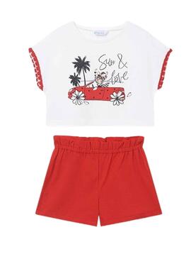 Conjunto Mayoral Short y Camiseta Rojo para Niña