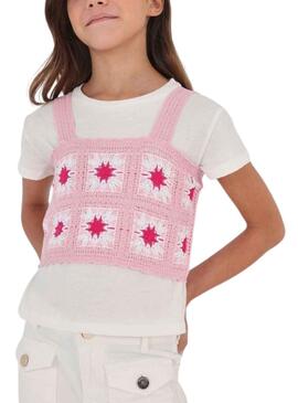 Set Top Croche y Camiseta Mayoral Rosa para Niña