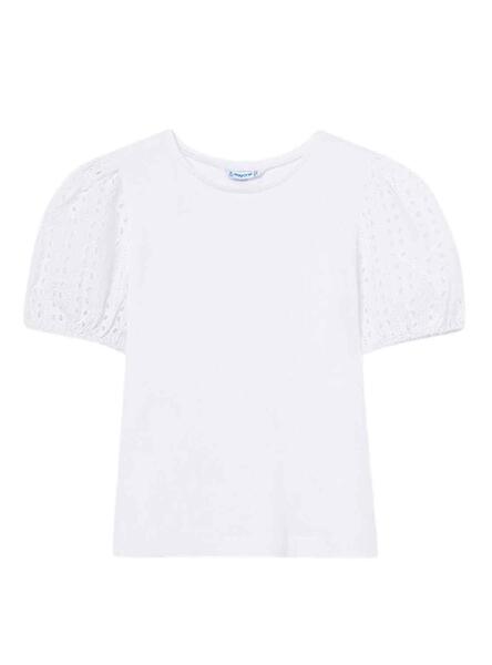 Camiseta Mayoral Manga Perforada Blanco para Niña