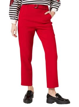 Pantalón Naf Naf Belt Rojo para Mujer