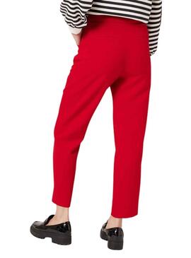 Pantalón Naf Naf Belt Rojo para Mujer