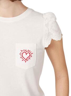 Camiseta Naf Naf Heart Blanco para Mujer