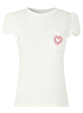 Camiseta Naf Naf Heart Blanco para Mujer