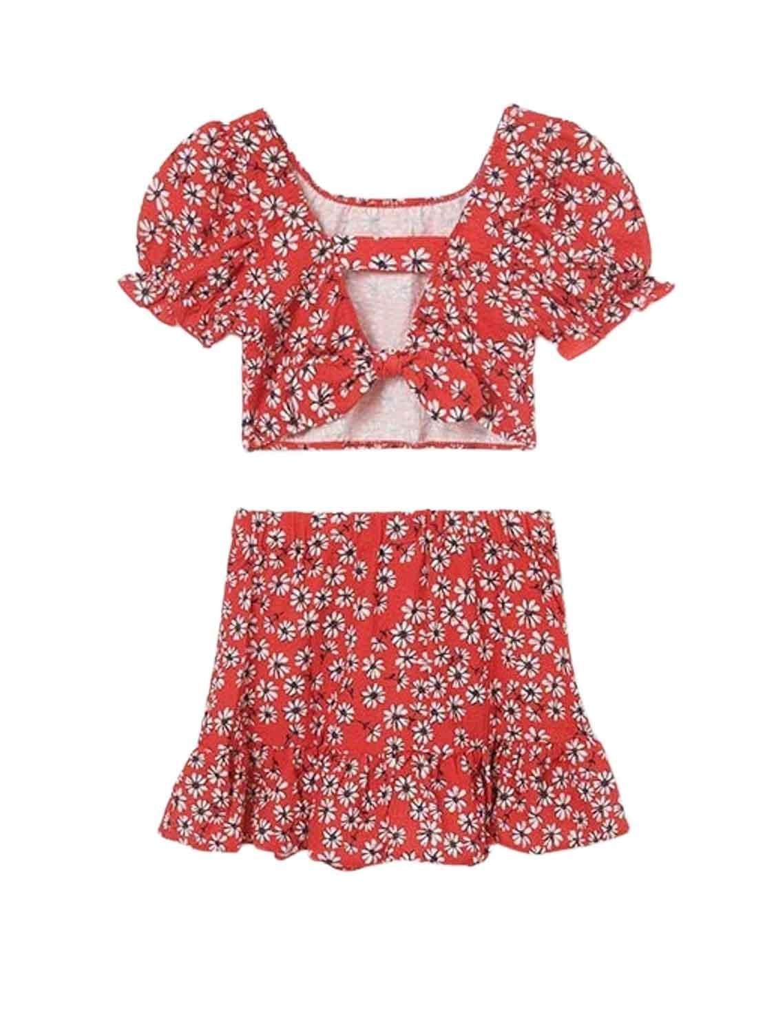 Conjunto Mayoral Falda Top Rojo para Niña