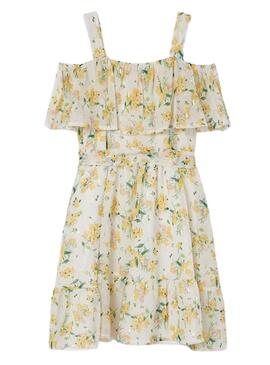 Vestido Mayoral Gasa Flores Blanco para Niña