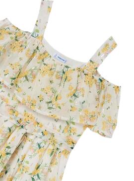 Vestido Mayoral Gasa Flores Blanco para Niña