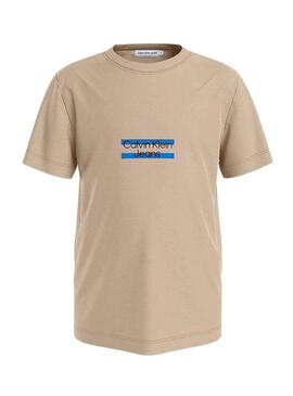 Camiseta Calvin Klein Mini Logo Beige para Niño