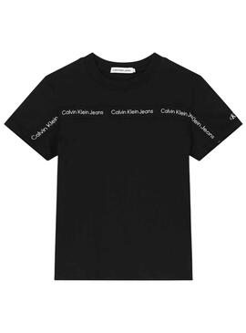 Camiseta Calvin Klein Logo Tape Negro para Niño