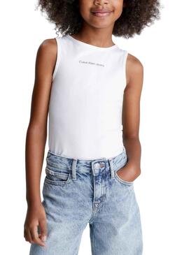 Camiseta Calvin Klein Small Logo Blanco para Niña