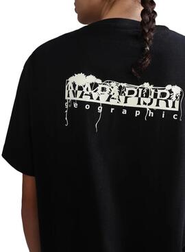 Camiseta Napapijri Geo Negro Hombre y Mujer