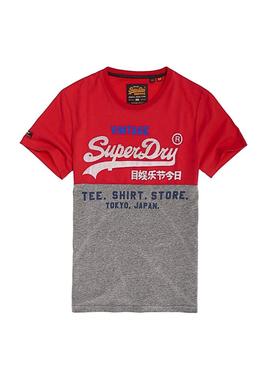 Camiseta Superdry Tri Panel Rojo Hombre
