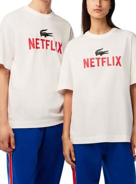 Camiseta Lacoste Netflix Blanco Mujer y Hombre