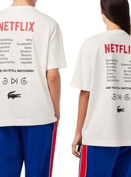 Camiseta Lacoste Netflix Blanco Mujer y Hombre