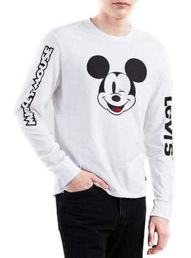 Camiseta Levis Graphic Mickey Blanco Para Hombre