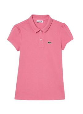 Polo Lacoste Col Bord Rosa para Niña