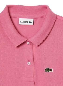 Polo Lacoste Col Bord Rosa para Niña