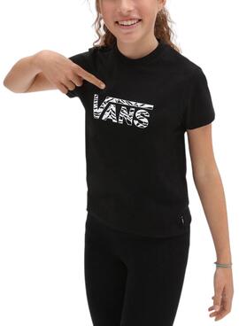 Camiseta Vans Logo Crew Negro para Niña