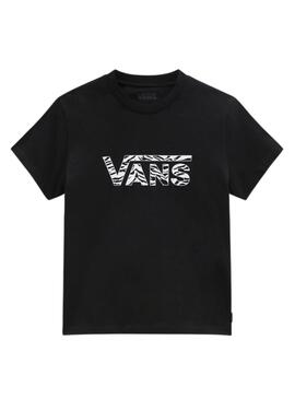 Camiseta Vans Logo Crew Negro para Niña