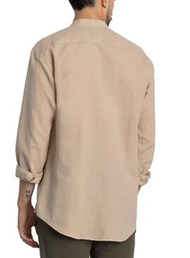 Camisa Klout Lino Mao Beige para Hombre