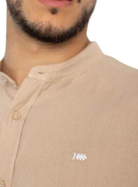 Camisa Klout Lino Mao Beige para Hombre