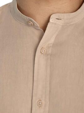 Camisa Klout Lino Mao Beige para Hombre