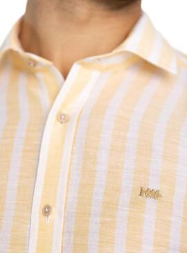 Camisa Klout Lino Rayas Amarillo y Blanco