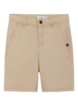 Bermuda Name It Silas Slim Long Beige para Niño