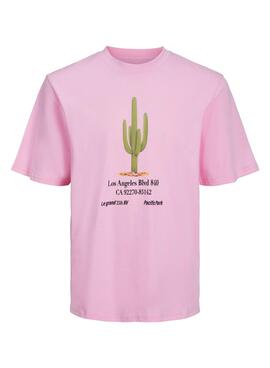 Camiseta Jack and Jones Grocery Rosa para Hombre