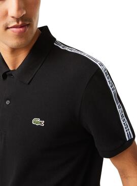 Polo Lacoste Bandas Negro para Hombre