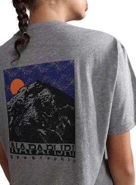 Camiseta Napapijri Bolivar Gris Mujer y Hombre