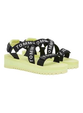 Sandalias Tommy Jeans Logo Amarillo para Mujer