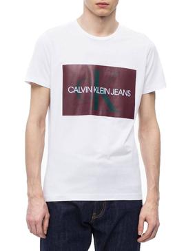 Camiseta Calvin Klein Monogram Box Blanco Hombre