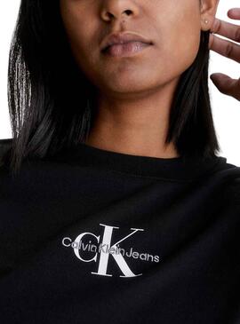 Camiseta Calvin Klein Monologo Slim Negro Mujer