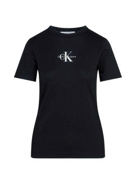 Camiseta Calvin Klein Monologo Slim Negro Mujer